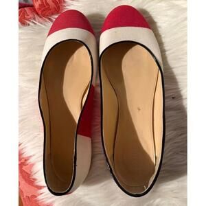 J.Crew Women's Two-Tone Red and White Flats Size 8.5